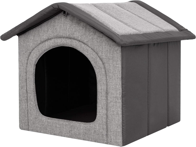 Hundehütte Hundehöhle Hundebett Hundehaus Katzenhöhle mittle L - 52x46 cm hellgrau mit Graphit L - 5