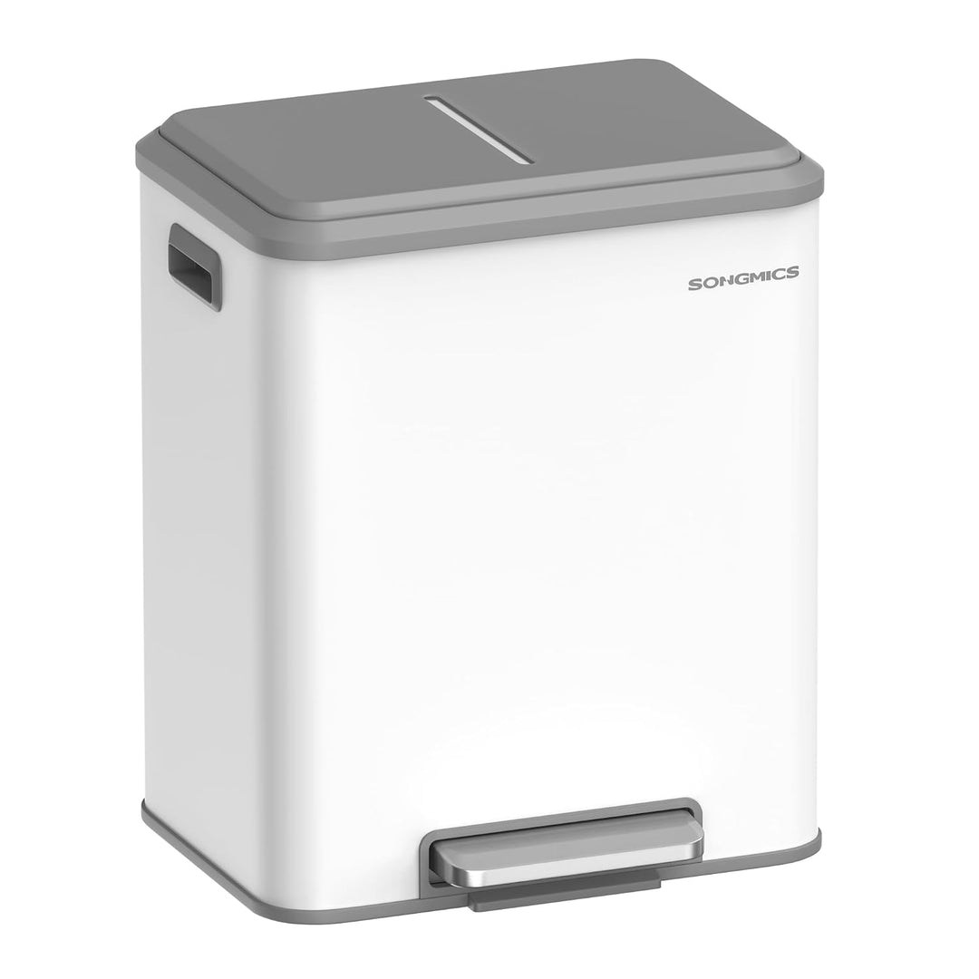 SONGMICS Mülleimer Küche, Mülltrennsystem 2 x 15 L, 2 Fächer für Recycling und Restmüll, Abfalleimer
