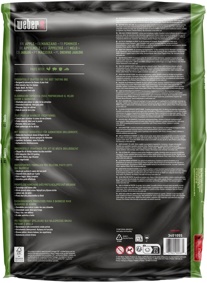 Weber Apfelholz Pellets/Geeignet für alle Pelletgrills, Milder, aromatischer, süsser, rauchiger Gesc