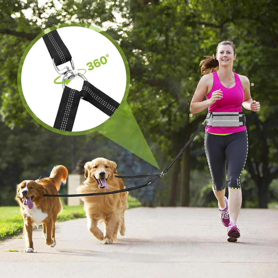 Pecute Zwei Joggingleine Hunde mit Bauchgurt, Laufgürtel Hundleine für Grosse und Mittelgrosse Hunde