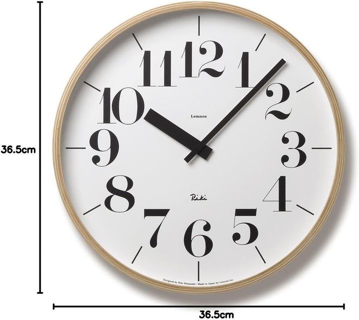 Lemnos Wanduhr Riki Clock M/Designer Wanduhr ohne Tickgeräusche aus Japan/Wanduhr modern mit schleic