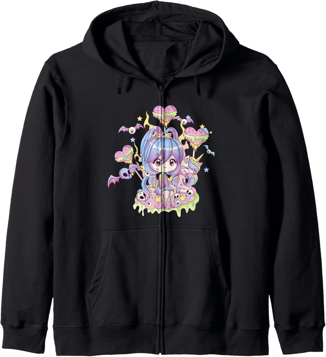 Pastell Goth Cute Creepy Girl Einhorn Kawaii Menhera Witchy Kapuzenjacke