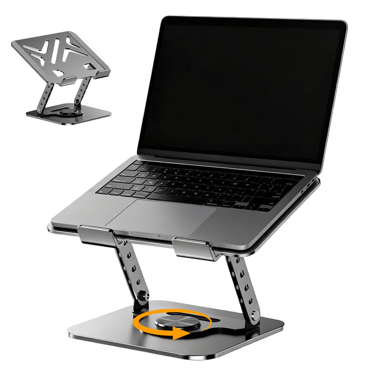 Laptop Ständer Höhenverstellbar, Verstellbarer Laptopständer mit 360° Drehbarer Basis und Belüfteter