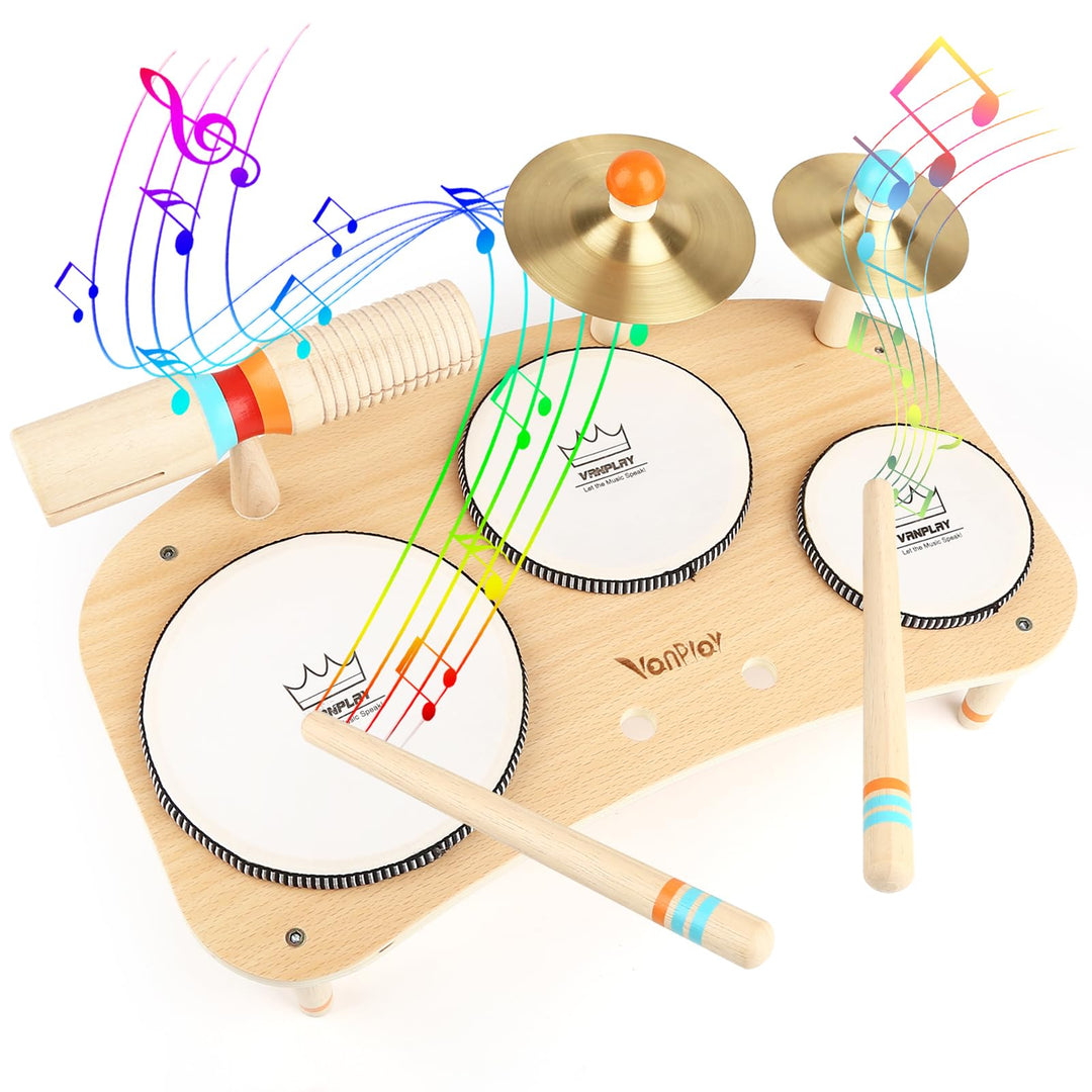 Holzspielzeug Schlagzeug Kinder Trommel 8 In 1 Musikinstrumente Kinder Spielzeug ab 3 4 5 Jahre Jung