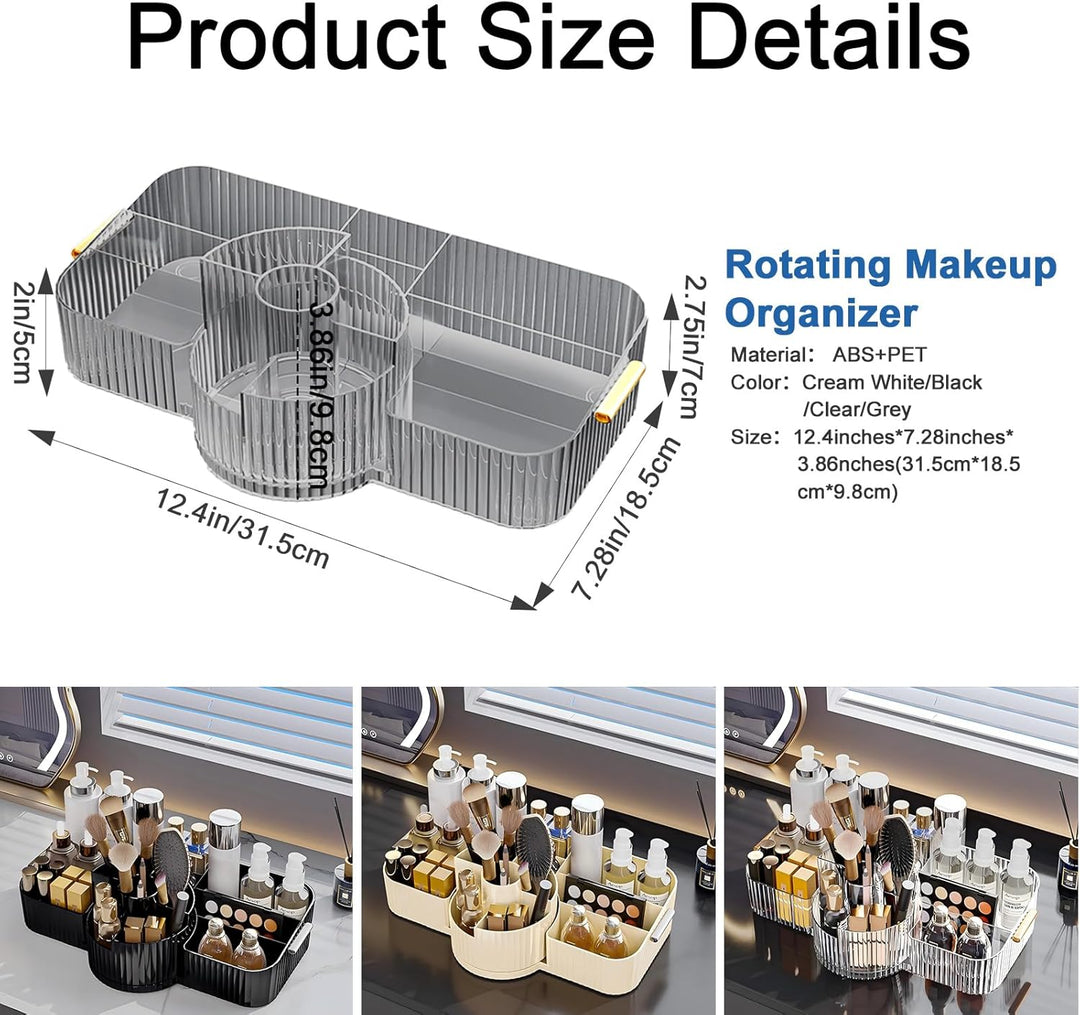 DASITON Make Up Organizer 360° Drehbar Pinsel Organizer, 2-in-1 Kosmetik Organizer mit Griff, Makeup