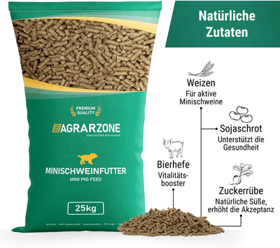 Agrarzone Minischweinfutter Pellets 25 kg - Weizen Schweinefutter 25KG für Minischweine und Zwergsch