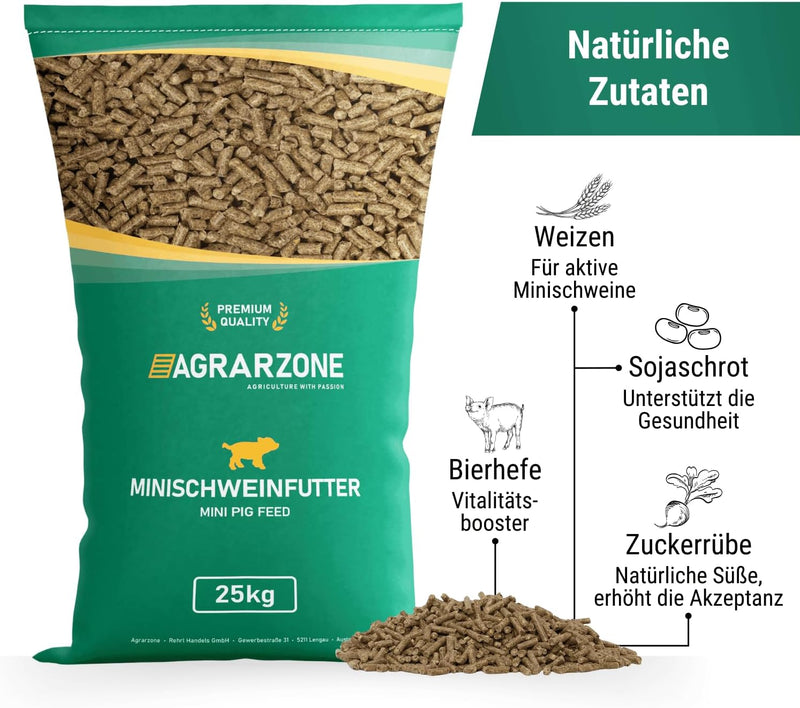 Agrarzone Minischweinfutter Pellets 25 kg - Weizen Schweinefutter 25KG für Minischweine und Zwergsch