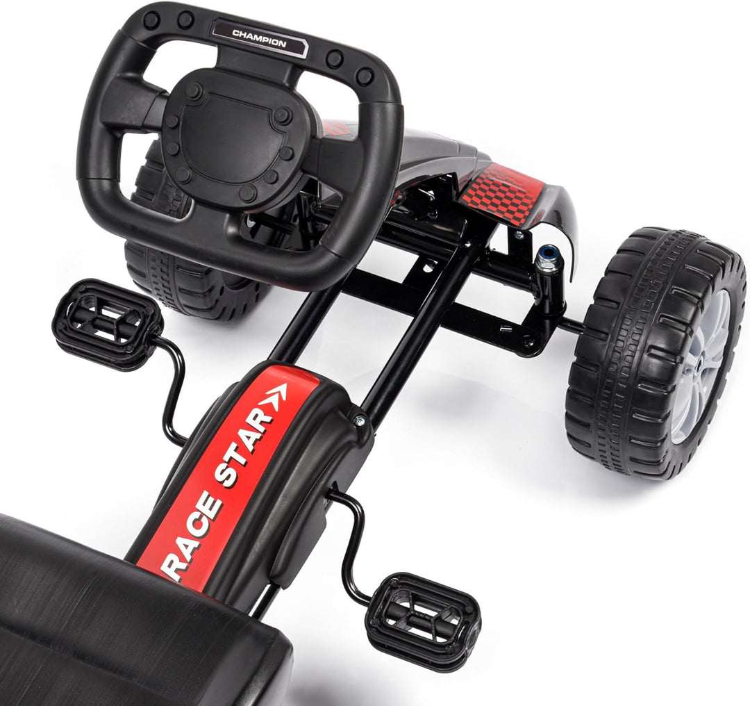 meteor Tretfahrzeug Kinder Gokart mit Pedalen ohne Akku Tretauto mit verstellbarem Sitz Kunststoffrä