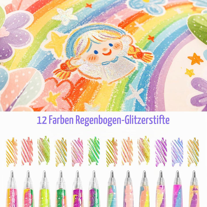 Mitgebsel Kindergeburtstag, 24 Regenbogenstifte - 12 Neon &amp; 12 Pastell, Geschenke für Mädchen 4-12 J