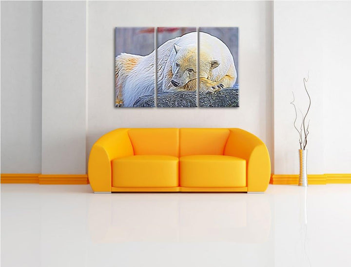 schlafender Eisbär Spezial 3-Teiler Leinwandbild 120x80 Bild auf Leinwand, XXL riesige Bilder fertig