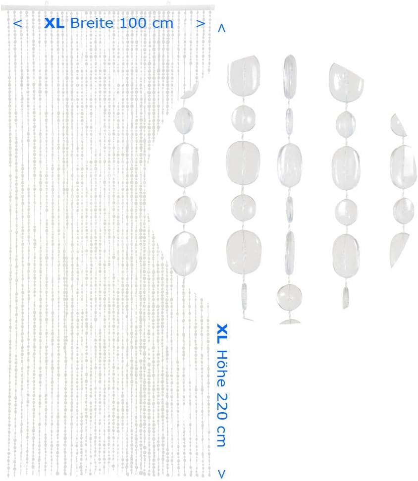 HAB & GUT -DV02212- Türvorhang OVAL, klar XL 100x220 cm, Pailettenvorhang Perlenvorhang, Klar XL