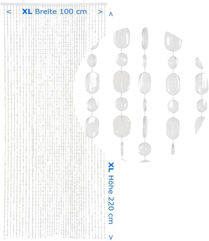 HAB & GUT -DV02212- Türvorhang OVAL, klar XL 100x220 cm, Pailettenvorhang Perlenvorhang, Klar XL