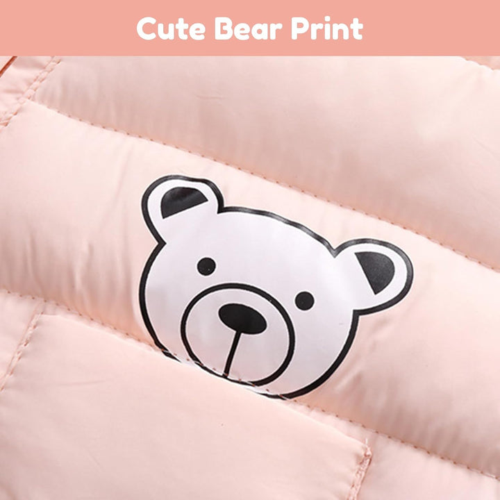 Baby Schneeanzüge Winter Overall Strampler Mit Kapuze Outfits Bär Jungen Mädchen Spielanzug Hellrosa