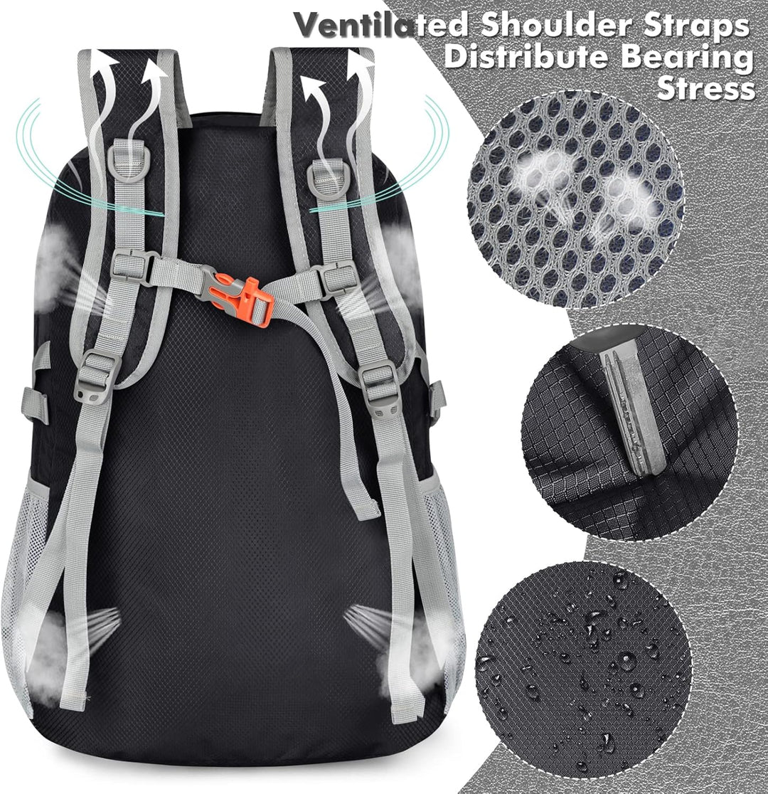 ZOMAKE Leicht Faltbarer Rucksack Packbare Backpacks 30 L,Kleiner Faltbar Wanderrucksack Wasserdicht