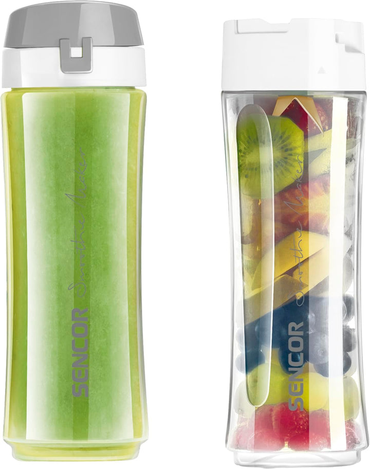 Sencor Ultra-leistungsstarker Smoothie Maker 500W, 2 Tritan-Flaschen 0,6L & 0,3L BPA-frei, Titan Ant