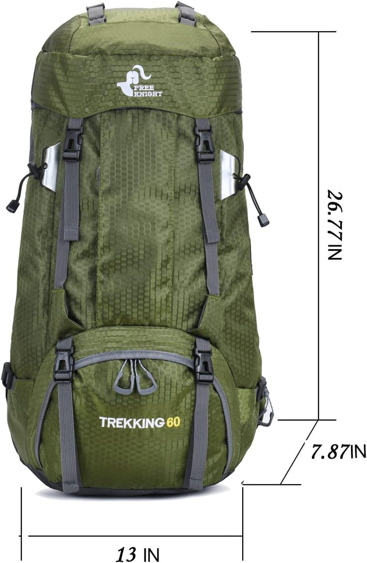 Bseash 60L Wasserdichter leichter Wanderrucksack mit Regenschutz, Outdoor Sport Tagesrucksack Multif