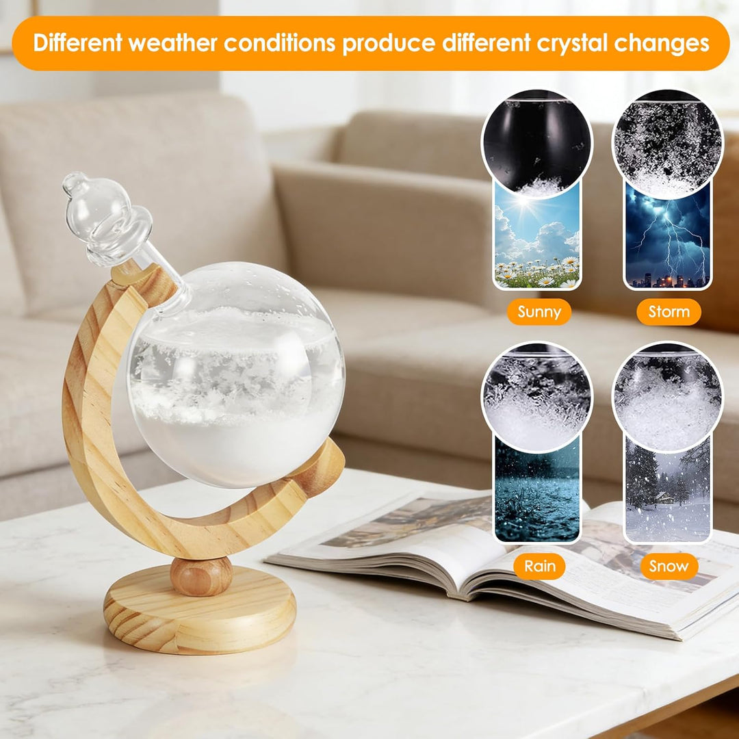Sturmglas Wettervorhersage, Globus-Sturmglas Aus Glas Und Holz Elegante Deko Sturmglas zur Wettervor