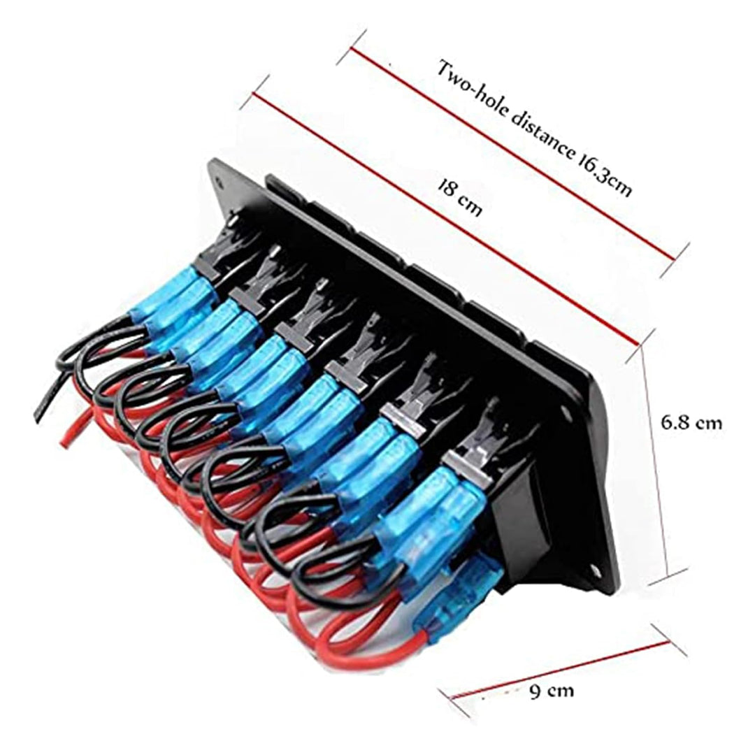 Geloo 6 Gang Wippschalter Panel für Boot Marine Kippschalter 12V/24V Wasserdicht Schalter Panel für