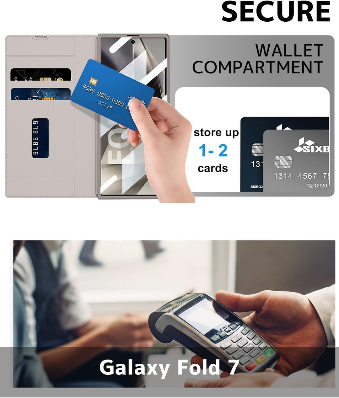 NINKI für Samsung Galaxy Z Fold 7 Hülle mit Kartenhalter,Eingebauter Displayschutz Scharnierschutz C