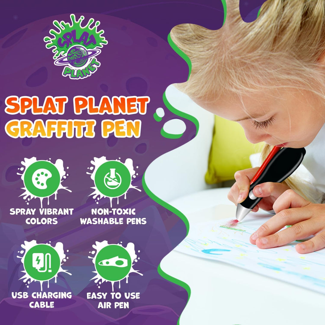 Splat Planet Graffiti Stift, Schnurlos Elektrisch Airbrush Sprühgerät Wasserfarben Sprühstift Airbru
