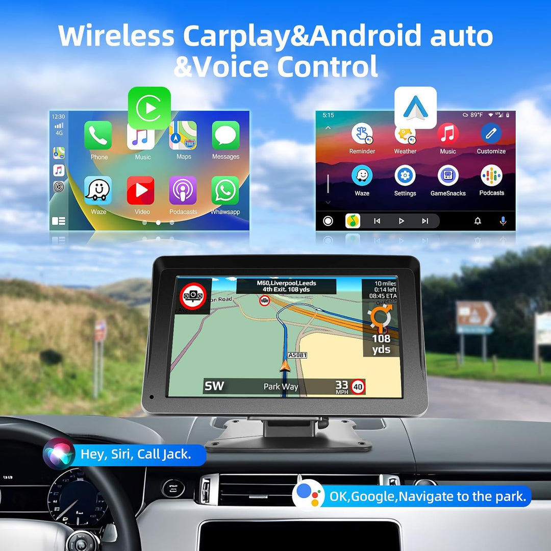 Podofo Wireless Apple Carplay Android Auto Autoradio Tragbares mit 7 Zoll HD Touchscreen Auto Stereo