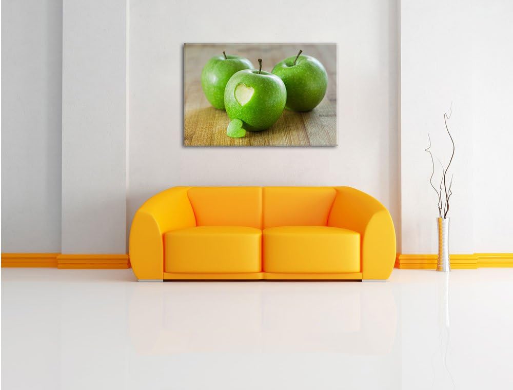 ein Herzchen im Apfel, Format: 100x70 auf Leinwand, XXL riesige Bilder fertig gerahmt mit Keilrahmen