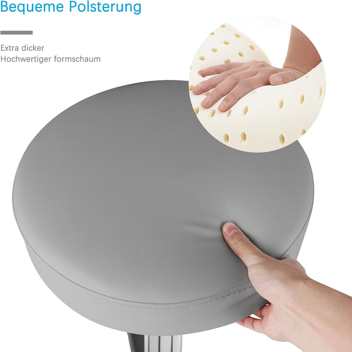 Rollhocker höhenverstellbar mit Rollen - 50-62cm，bis 180 kg belastbare Arbeitshocker，360° Drehhocker