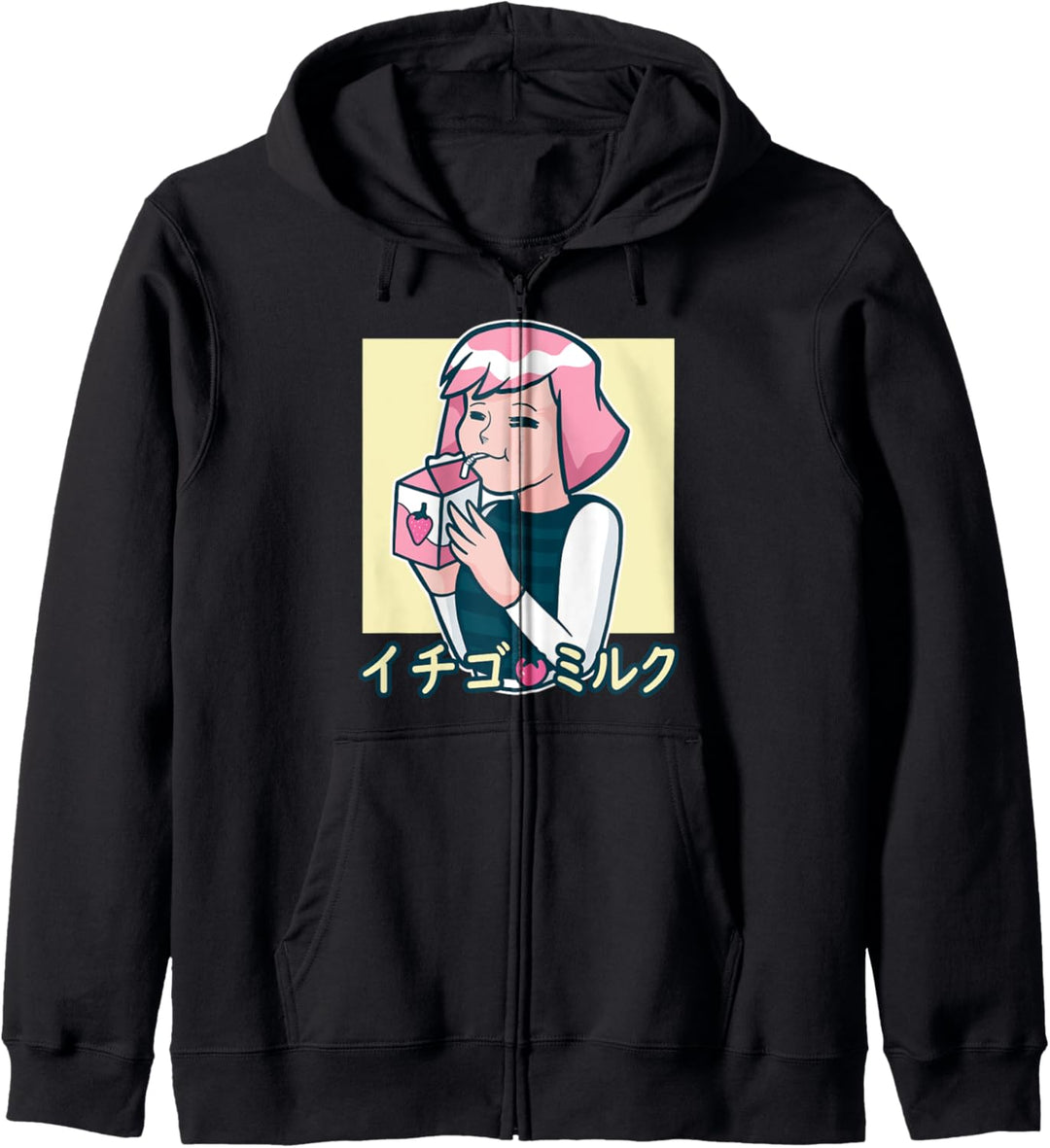 Retro 90er Jahre Japanische Kawaii Erdbeere Milk Shake Kapuzenjacke