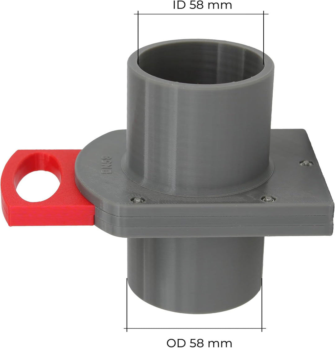 DRUCKKRAFT Blastgate DN58 mit Muffe (1x Ø 58 mm OD / 1x Ø 58 mm ID) | Luft-Sperrschieber für Absauga