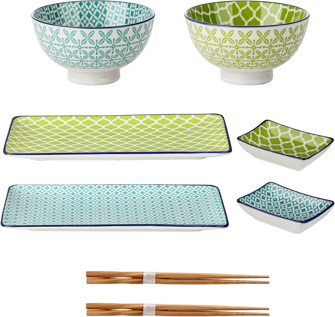 Sushi Set porzellan, vancasso MACARON japanische Ess Service, 8-teilig Geschirr-Set für 2 Personen B