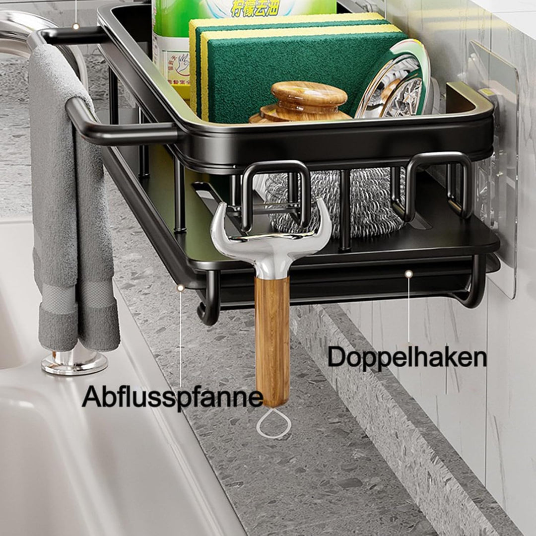 Küche Spülbecken Organizer Schwammhalter mit Abflusspfanne Küchen Spüle Organizer mit Spültuchhalter