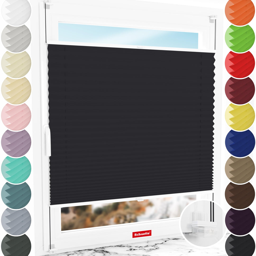 Schuette® Plissee ohne Bohren ● Thermo Kollektion: Dark Night (Schwarz) ● 75x120cm (Breite x Höhe) ●