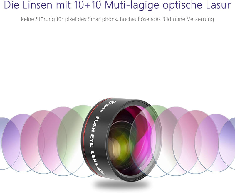 Selvim Objektiv Handy Linse Kit Lens Set, 4 Arten mit Stativ, 22x Teleobjektiv, 25x Makroobjektive,