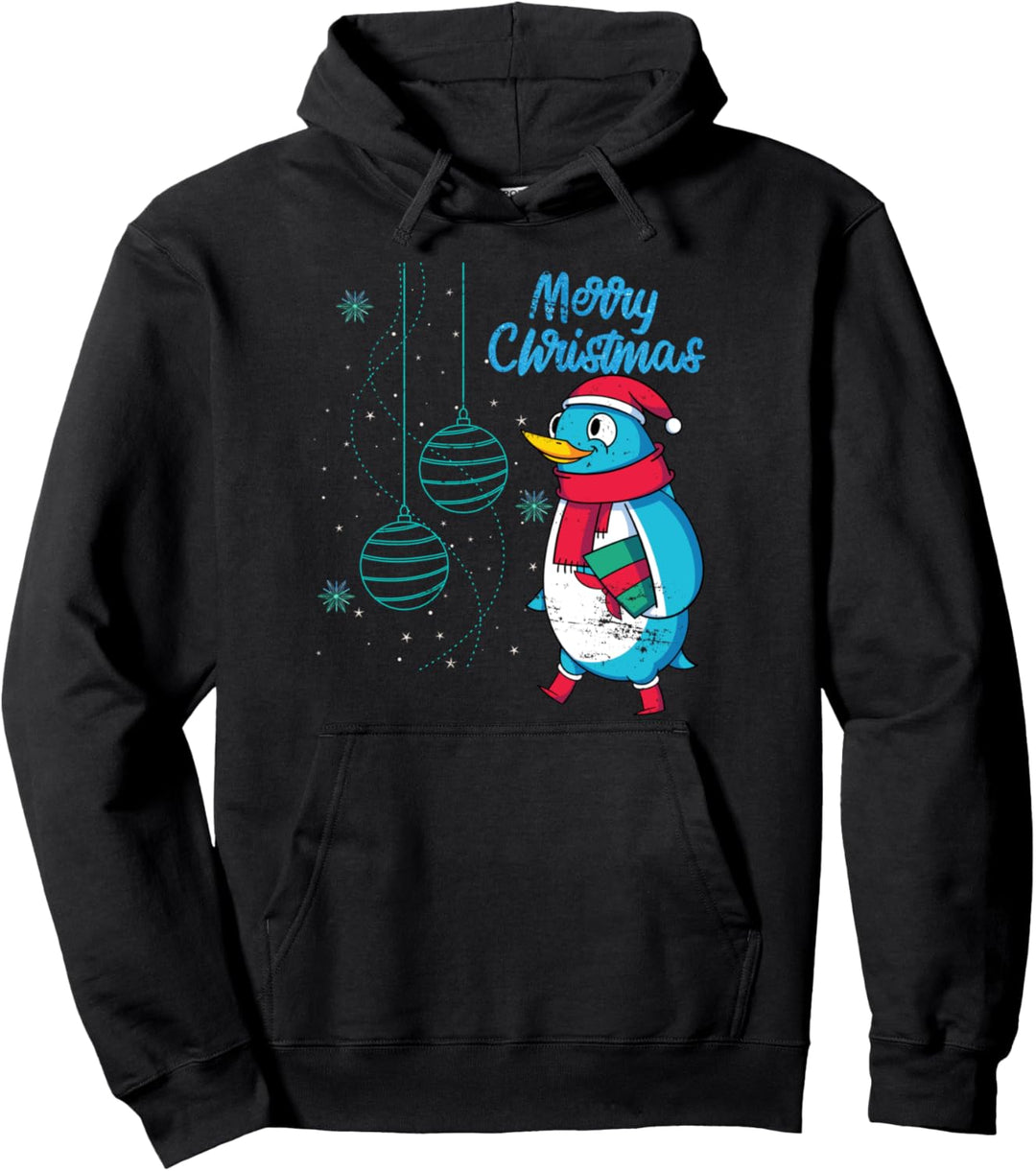 Frohe Weihnachten Mädchen Damen Tiermotiv Pinguin Pullover Hoodie