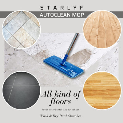 STARLYF AutoClean Mop - das Reinigungssystem mit automatisch trocknendem Mopp und Eimer, einem Mikro