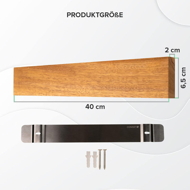 Coninx Magnetleiste Messer - 40 cm Magnet Messerhalter für die Wand - Akazienholz verkleidete Messer