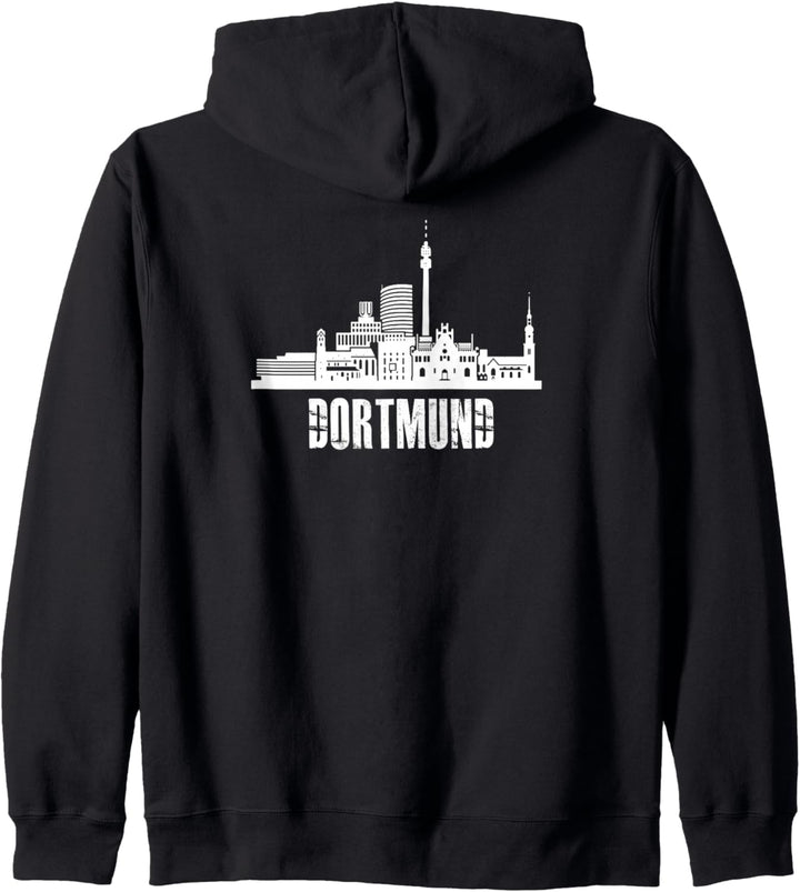 Backprint Dortmund Stadt-Silhouette und Skyline Stadt Kapuzenjacke