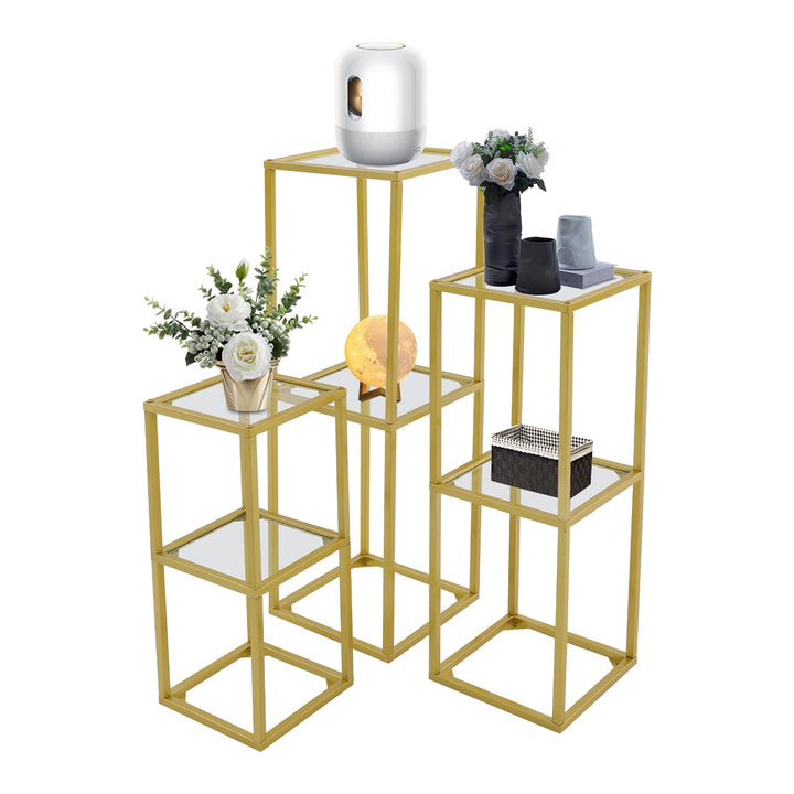 3 Stück Metall Blumenständer geometrisches Display Rack Pflanzenständer Gold Mittelstücke Vasen Stan