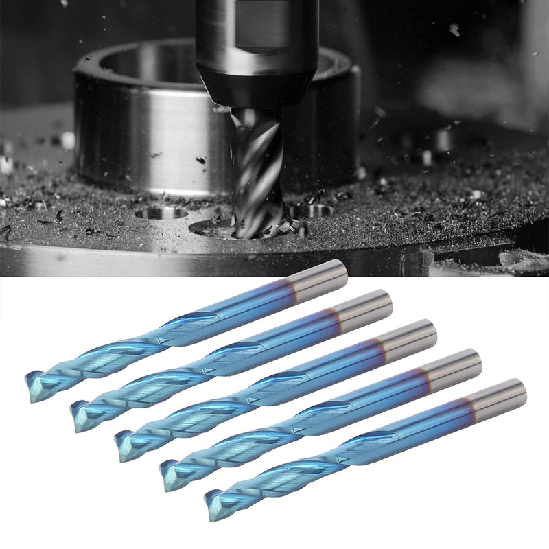 5Pcs CNC Fräser Bits Fräser Nano Blue Coat Einzelflöten Spiral Downcut Cutter 2 Flöten Wolfram Stahl