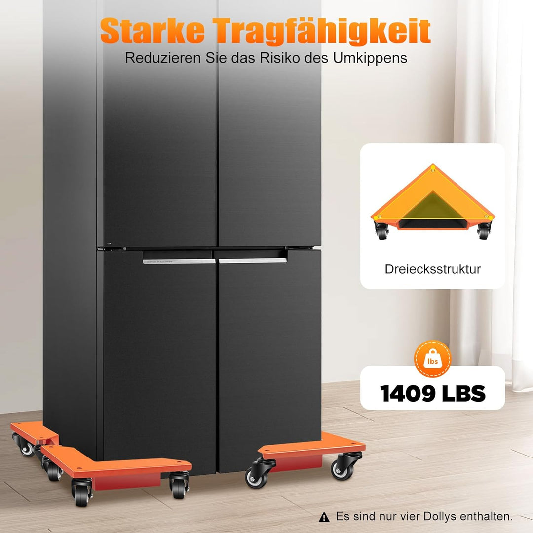 4 Stück Eckenroller Set Möbel Transportrollen Set Möbelrollen Schwerlast Tragkraft 639 kg Möbel Doll