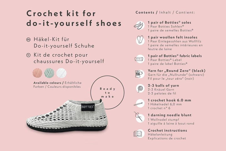 Botties DIY Crochet Shoe Set Size 42-43 (EU) Peach 42-43 peach, 42-43 peach