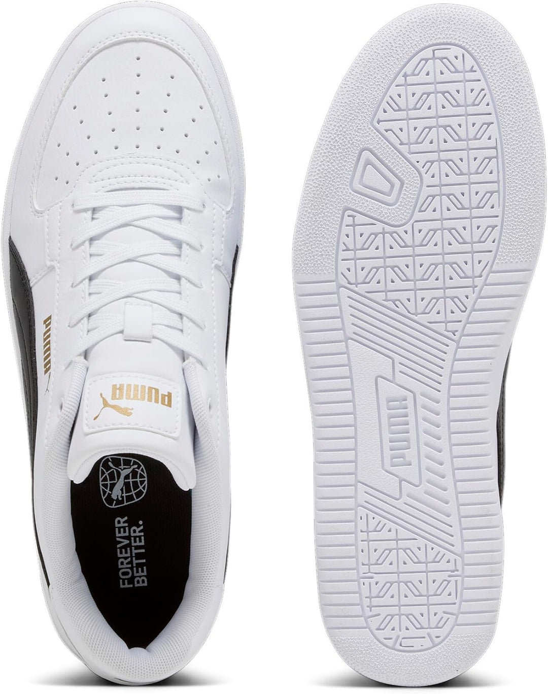 Puma Unisex's Caven 2.0 Sneaker 43 EU Puma White Puma Black Gold, 43 EU Puma White Puma Black Gold