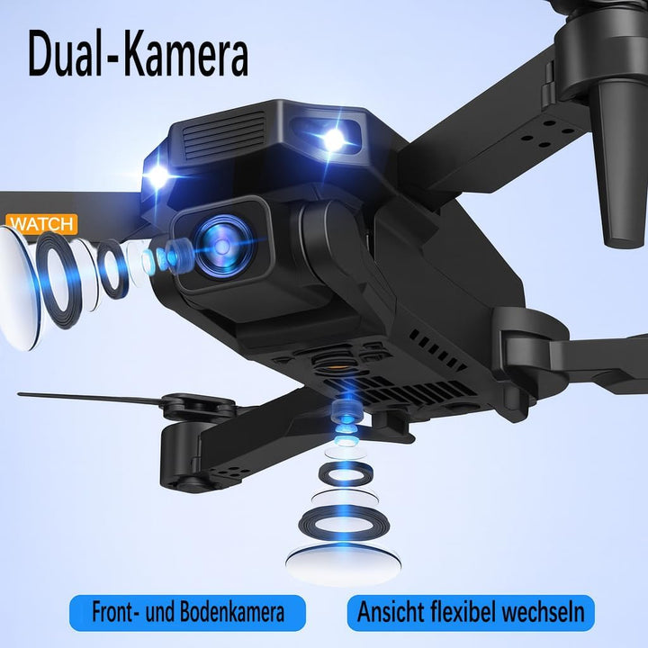 Drohne mit Kamera 4K für Anfänger, Kinder und Erwachsene, Mini Drohne mit WiFi, 2 Akkus, Ein-Knopf S