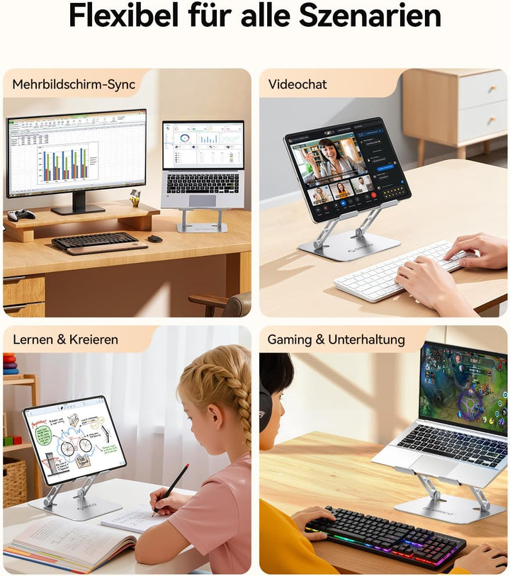 ORICO Laptop Ständer Höhenverstellbarer, Faltbarer Aluminium Notebook Ständer, Belüfteter Ergonomisc