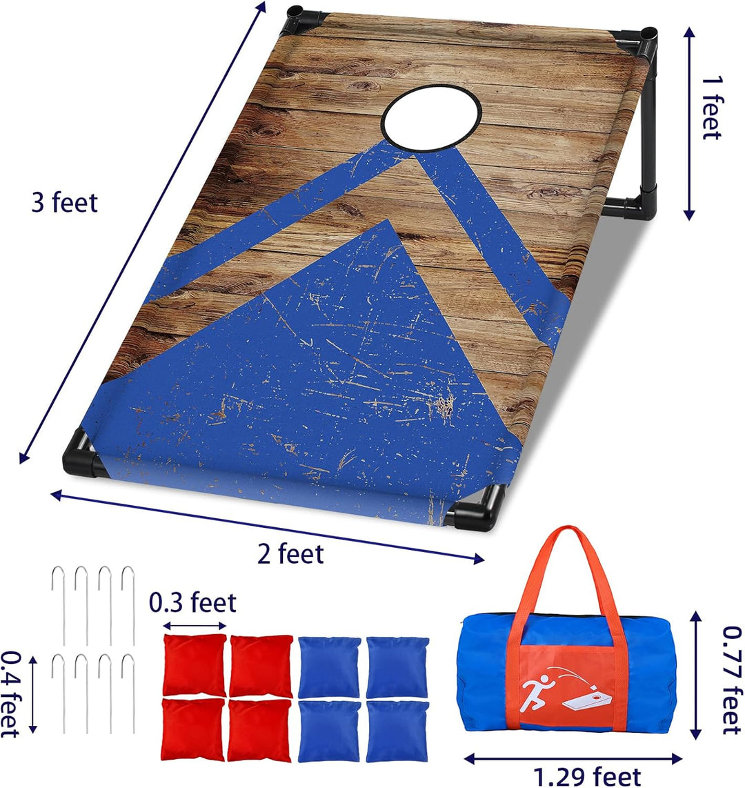 NZQXJXZ Cornhole Spiel Outdoor, Tragbar Cornhole Toss Set mit 8 Cornhole Säckchen und Tragetasche fü