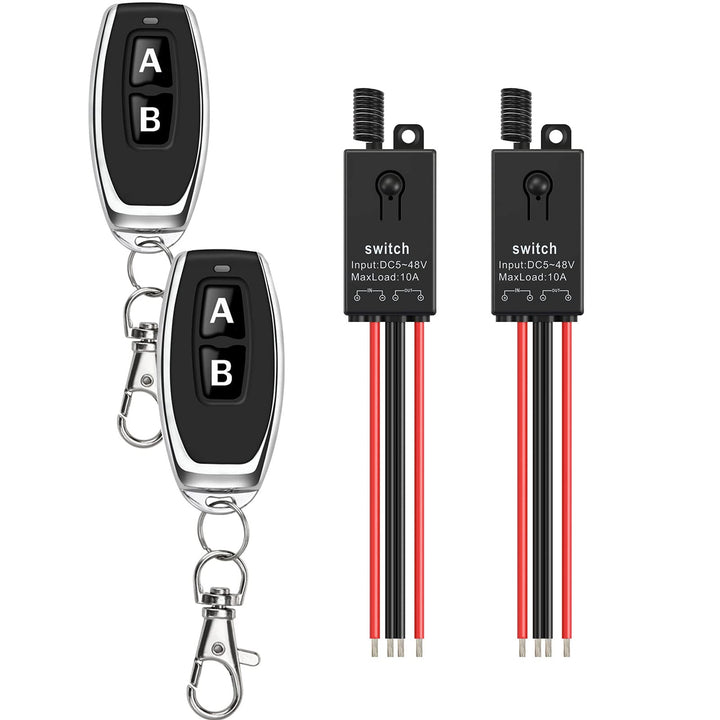 dstfuy lichtschalter set funk,2 Wege Mini Fernschalter,DC 5V/12V/24V/48/10A Wireless Lichtschalter F