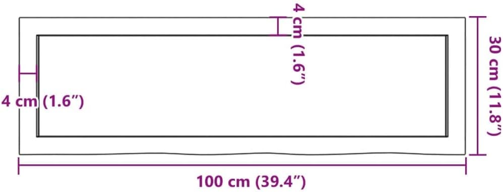 vidaXL Waschtischplatte 100x30x4 cm Massivholz Unbehandelt Natur 100 x 30 x 4 cm, Natur 100 x 30 x 4