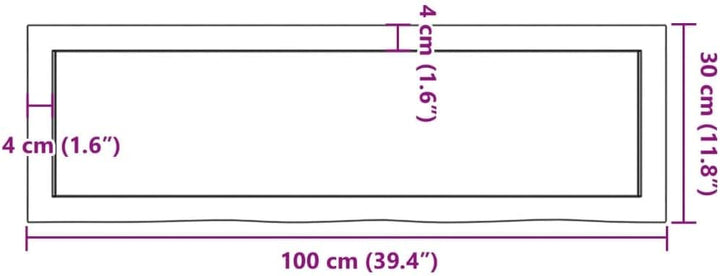 vidaXL Waschtischplatte 100x30x4 cm Massivholz Unbehandelt Natur 100 x 30 x 4 cm, Natur 100 x 30 x 4