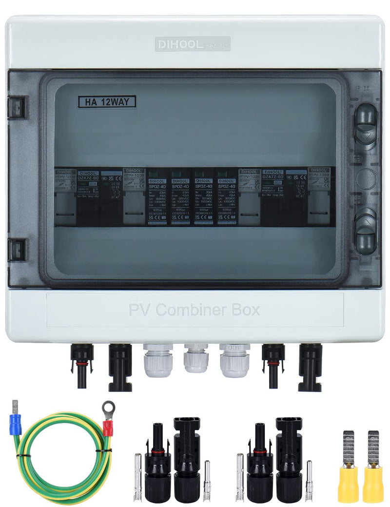 Solar PV Überspannungsschutz Anschlusskasten DC1000V 2x 1 String Blitzschutz Für PV anlage Photovolt