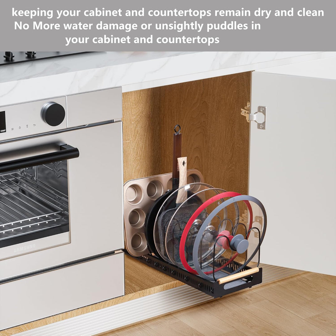 Pfannenhalter für Schublade,Topfdeckelhalter für Schrank, Ausziehbarer Deckelhalter Pfannenhalter mi